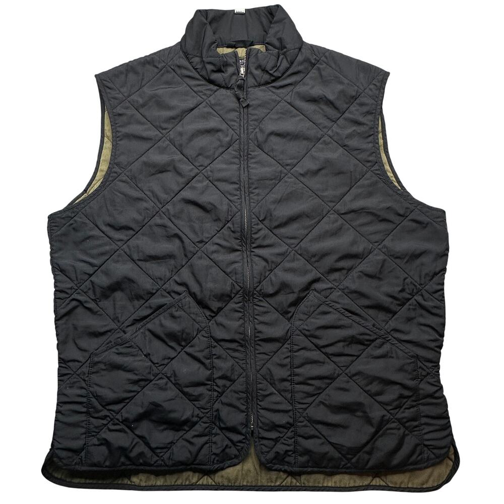 J Crew Walker Vest Navy Blue Quilted Full Zip Mens Large Black Green 47752